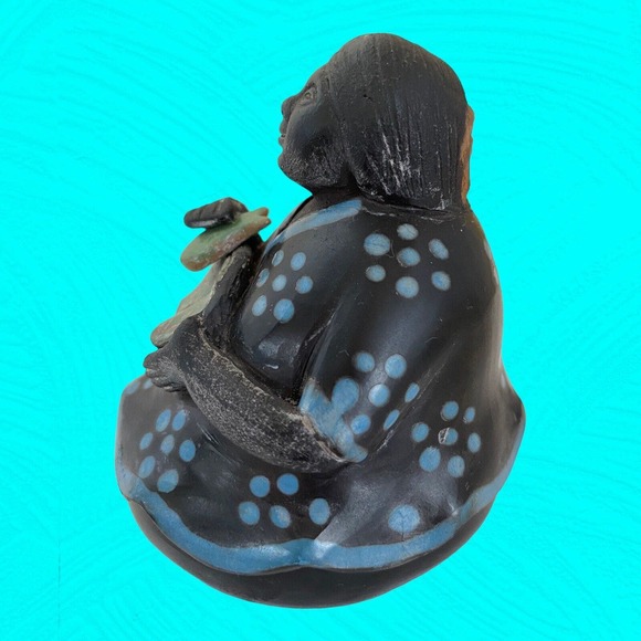 Vtg Chulucanas Peru Pottery Woman & Fish in Bowl artist signed Manuel Adauayue - Picture 4 of 8